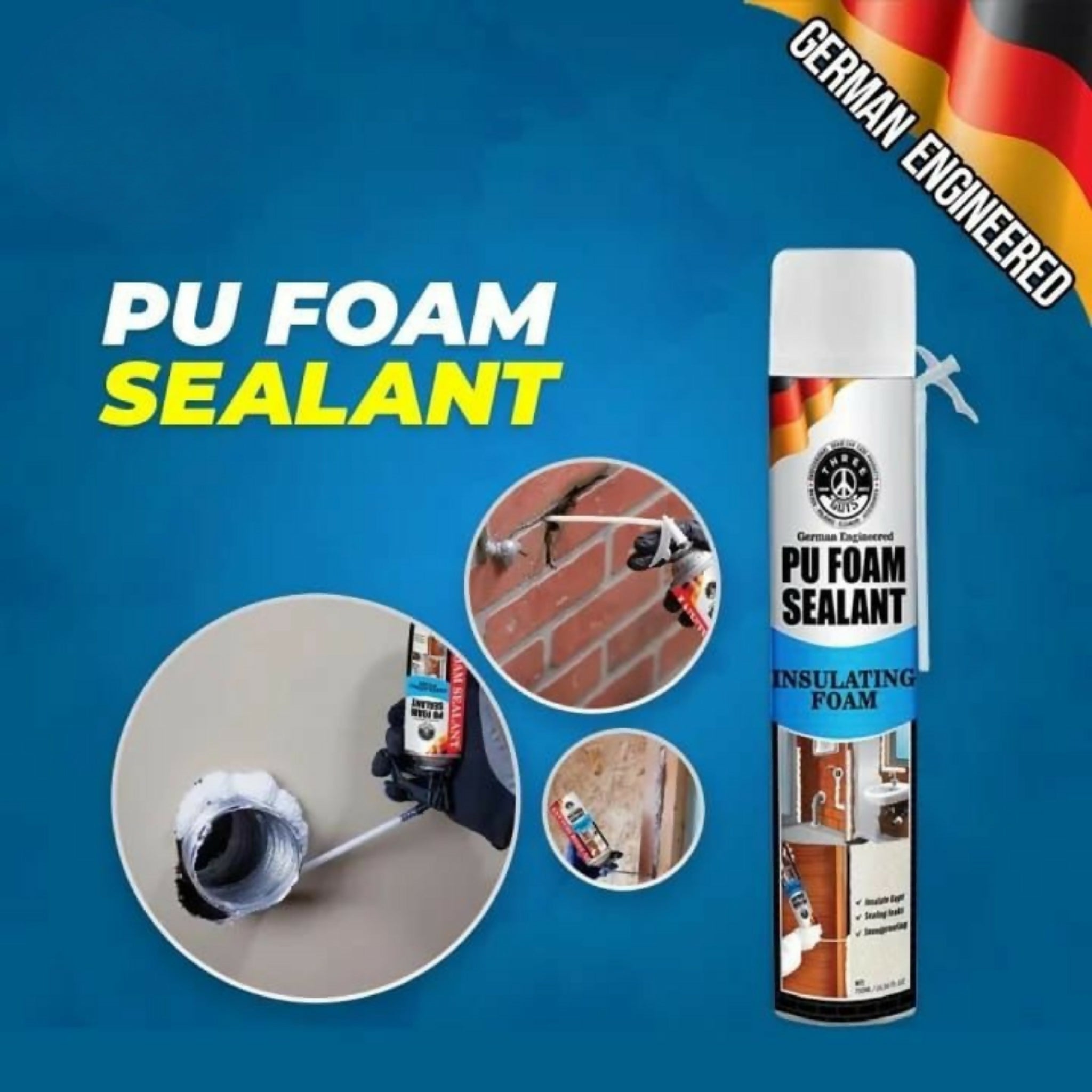 PU Foam Sealant 750ml – Expanding Insulating & Leak-Proof Crack Filler | THREE GUYS