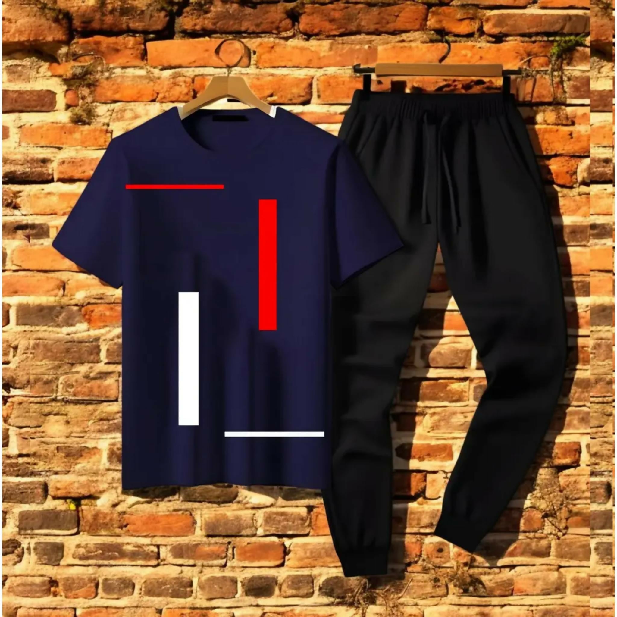 2 Pcs Men's Jersey Printed Track Suit