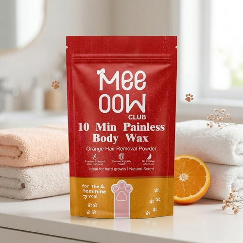 Meeoow Club 10 Min Painless Body Wax – Orange Hair Removal Powder for Smooth Skin – 100g