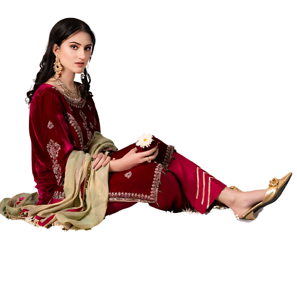 Velvet & Kundan Zari Mehndi Outfit