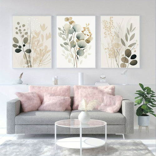 3pcs Boho Floral Design Stickytiles Frame Providing Artistic Pattern Elegant Look Durable Quality - 12*16