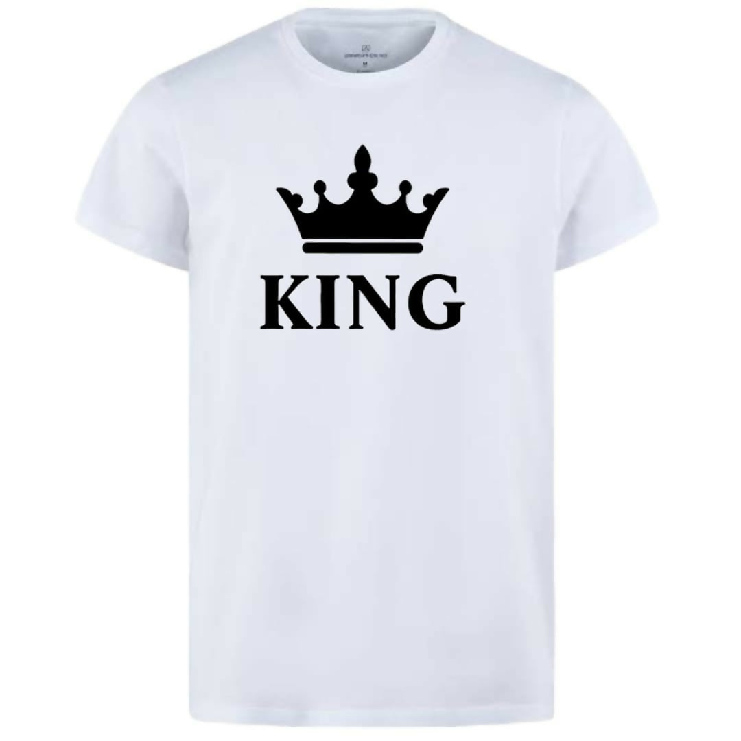King & Queen Style White T-Shirt – King & Queen Design T-Shirts – Best Quality T-Shirts For Girls | T-Shirt For Women – T-Shirt For Boy | T-Shirt For Men | King T-Shirts | Queen Design T-Shirt – King, Small