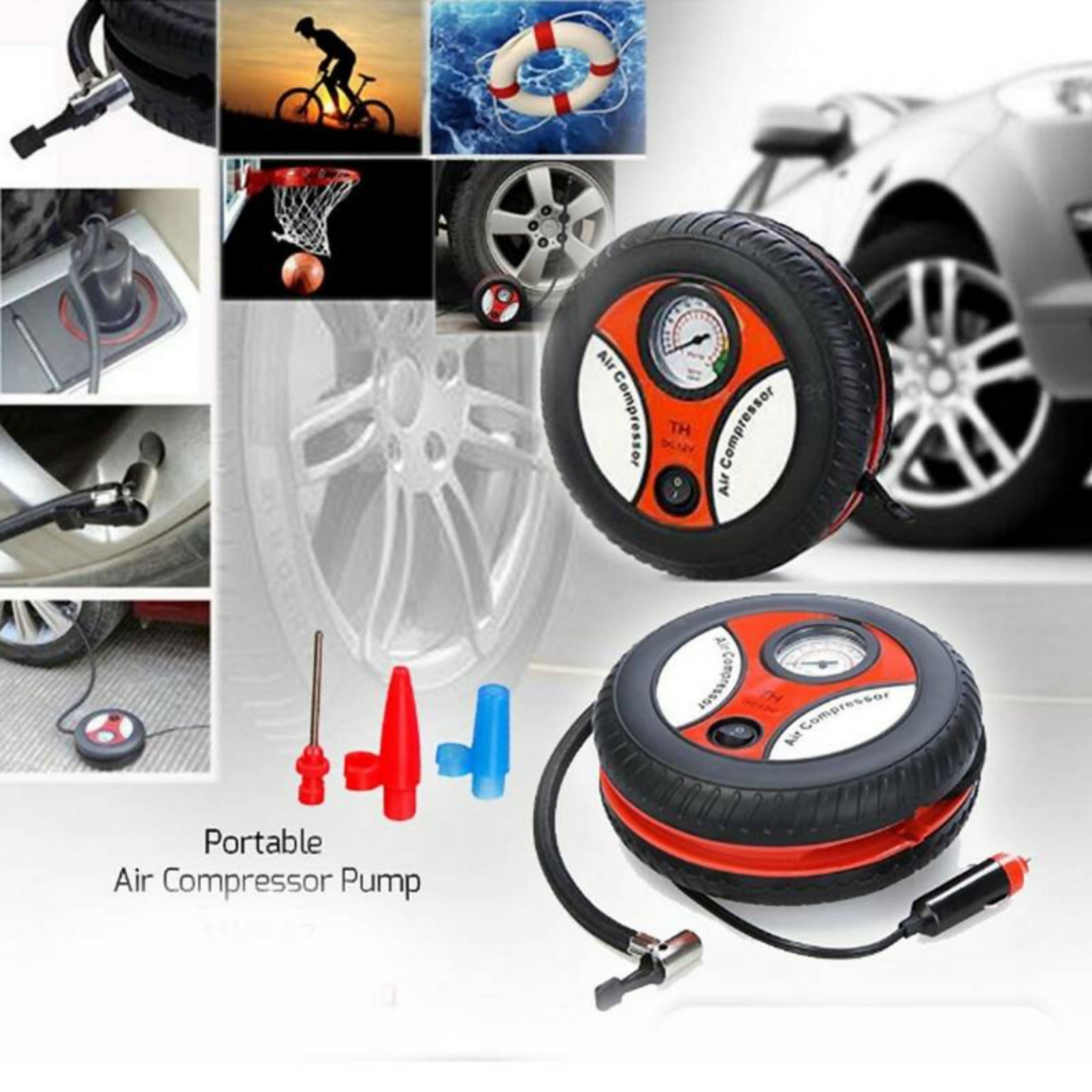 Portable Car Air Pump 260PSI DC 12V Electric Tyre Inflator – Powerful Compressor for Car, Truck, SUV & Motorcycle