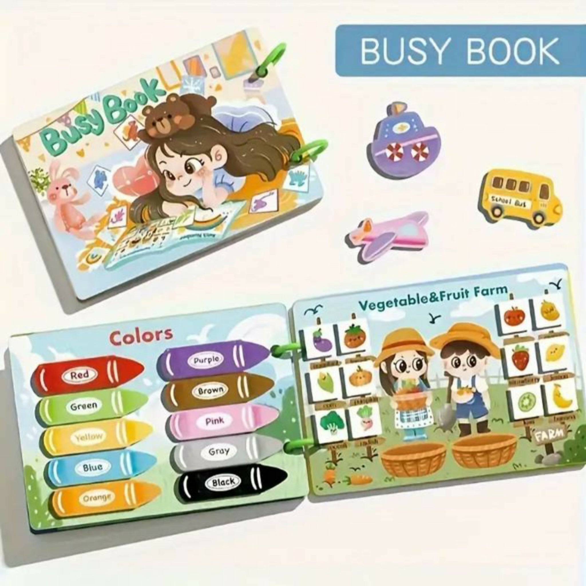 Montessori Quiet Busy Book for Toddlers – 12-Theme Educational Learning Activity Book