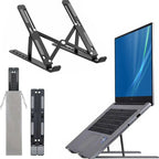 Premium Aluminum Foldable Laptop Stand | Sturdy, Adjustable, Portable | Silver & Black Smart Laptop Stand