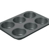 6-Cup Non-Stick Muffin Pan, Heavy-Duty Carbon Steel, for Baking