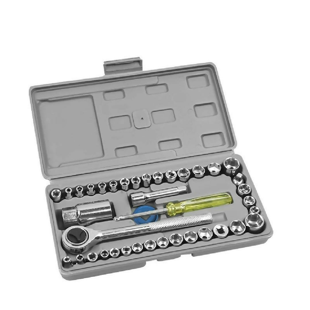 Aiwa 40 Piece Tool Kit Combination Socket Ratchet Wrench Set Tool Kit Toolkit Goti Set Ring Spanner Pana Set Screw Driver Bit Set Hand Toolkit T