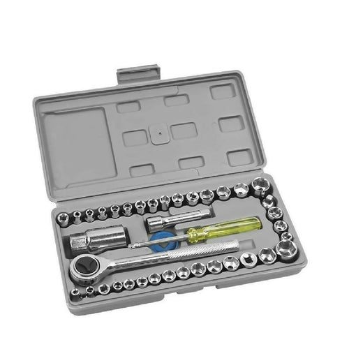 Aiwa 40 Piece Tool Kit Combination Socket Ratchet Wrench Set Tool Kit Toolkit Goti Set Ring Spanner Pana Set Screw Driver Bit Set Hand Toolkit T
