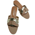 Women’s Tan & Gold Embellished Flat Sandals