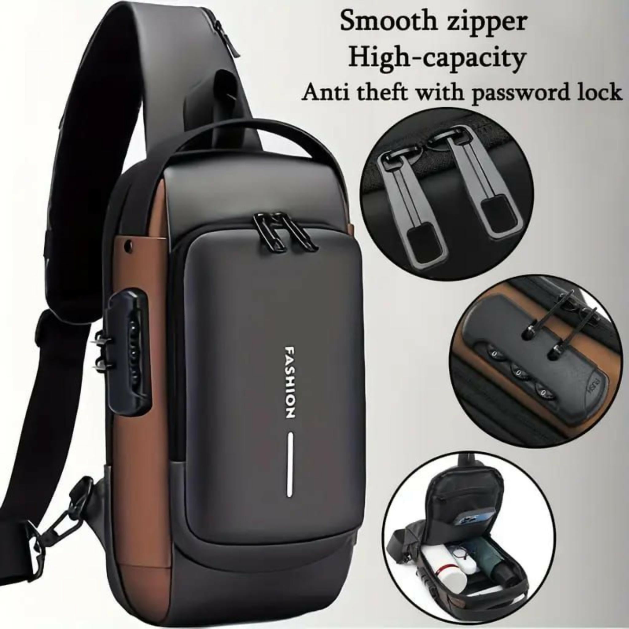 Anti-Theft Cross Body Bag With Password Lock Smooth Zippers And High-Capacity Storage For Secure Travel And Convenient Daily Use (Random Color)