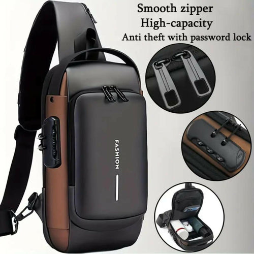 Anti-Theft Cross Body Bag With Password Lock Smooth Zippers And High-Capacity Storage For Secure Travel And Convenient Daily Use (Random Color)