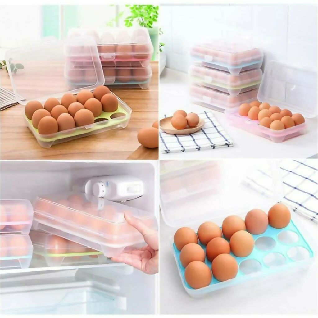 15-Grid Egg Storage Box, BPA-Free Plastic, Kitchen Organizer