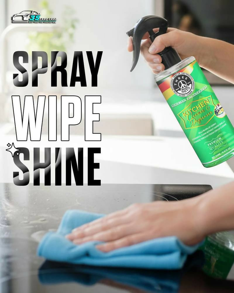 Kitchen Cleaner & Degreaser – Heavy Duty, Germ-Killing & Grease-Fighting Formula | THREE GUYS – German Engineered (250) ML