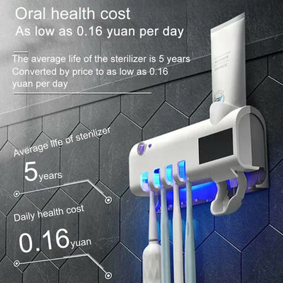 Wall Mount Automatic Toothpaste Dispenser, UV Light Sterilizer, for Bathroom