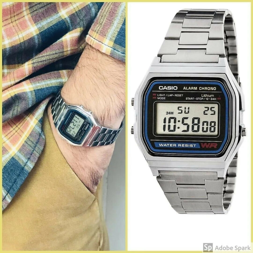 Digital Retro Watch, Stainless Steel Bracelet, for Unisex