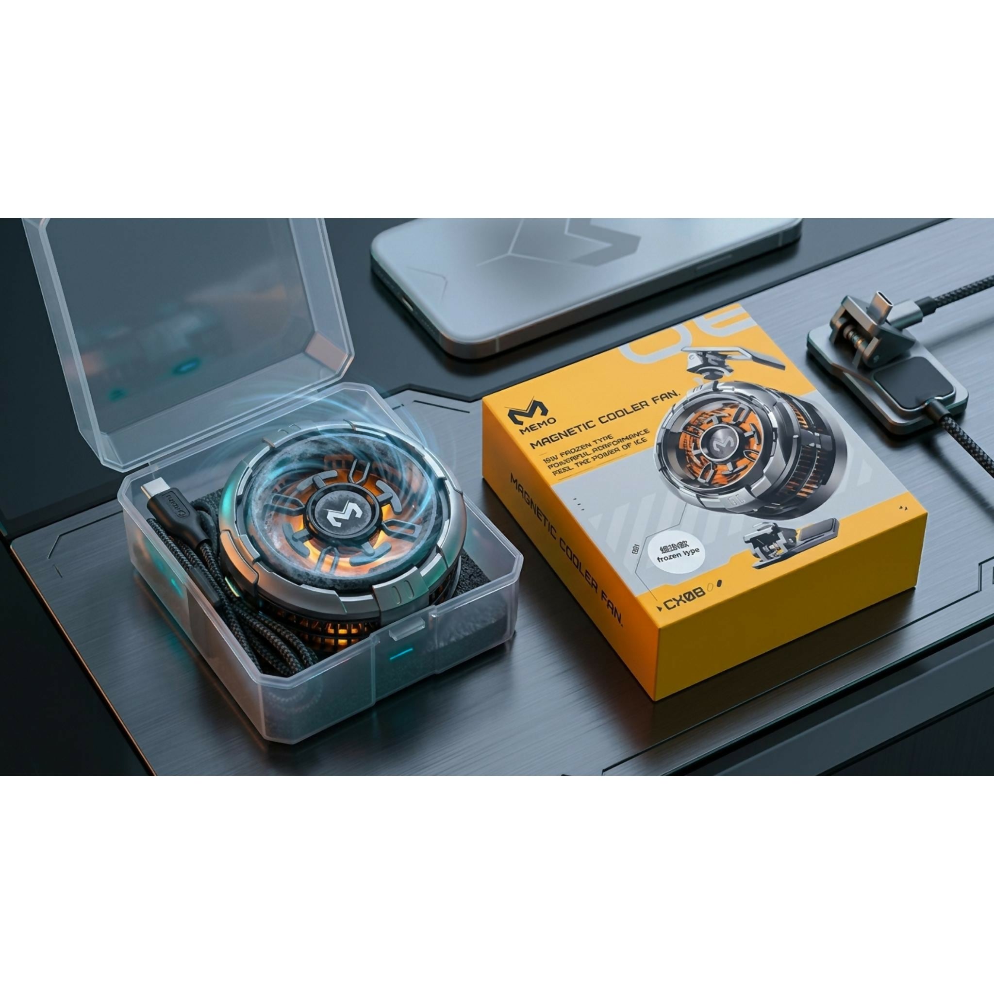 MEMO CX08 Pro Mobile Cooling Fan 25W Semiconductor Phone Cooler – Fast Cooling Gaming Radiator for Android & iPhone ~ Magnetic Support