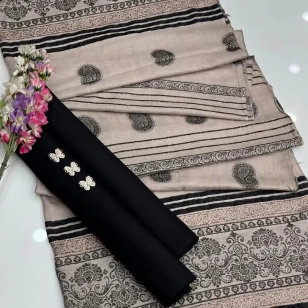 3 Pcs Women's Unstitched Plain Suit