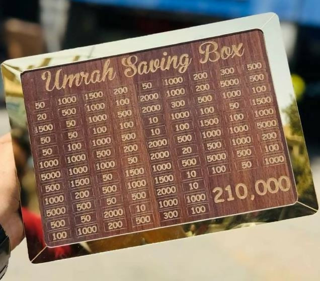 Umrah Saving Box – Box For Umrah Saving | Umrah Saving Box – Best Quality Umrah Saving Box – Umrah Saving Box Dark Brown, Wooden Money Box for Umrah – 210,000