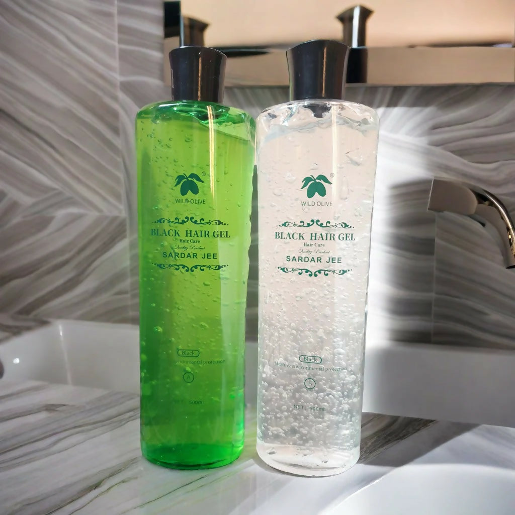 Sardar Jee Black Hair Color Gel – Easy Dyeing Colouring Gel with Oil (2 Bottles, 1000ml) | Long-Lasting Natural Black Hair Color