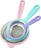 Colorful Stainless Steel Mesh Tea Strainer with Plastic Handle – Fine Sieve for Kitchen Use – LARGE