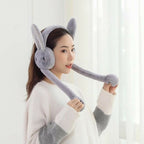 Cute Jumping Rabbit Earmuffs Hat with Moving Ears – Plush Airbag Toy Cap for Kids (Random Color)