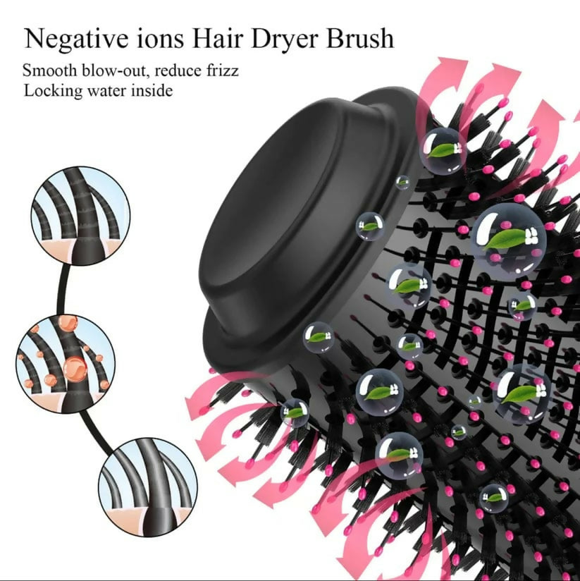 One Step Hot Air Brush 4 In 1 Hair Dryer, Straightener, Curler And Volumizer - Professional Styling Tool For Smooth Shiny Hair At Home