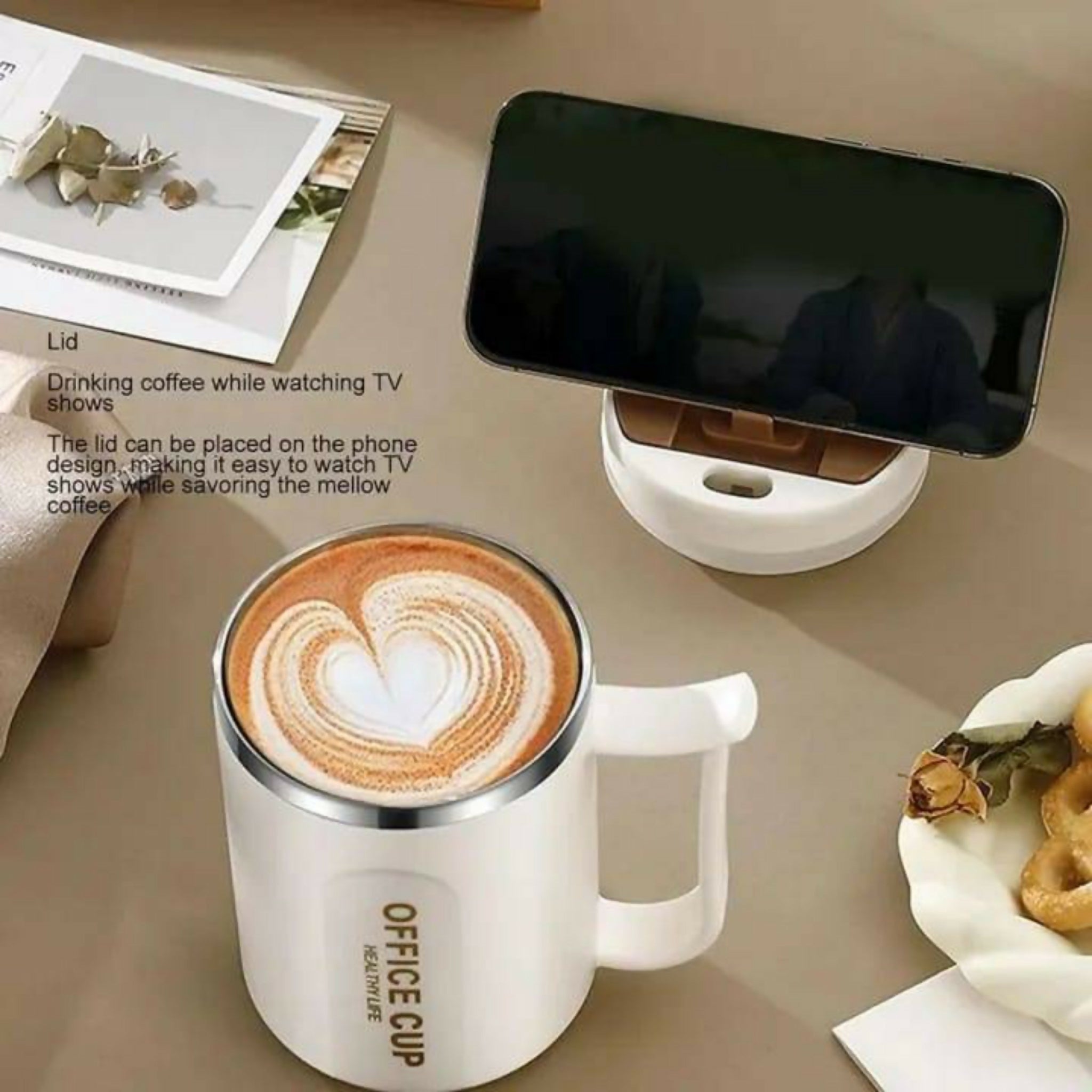 Stainless Steel Insulated Coffee Mug with Spoon | Anti-Slip Bottom | Office & Home Use