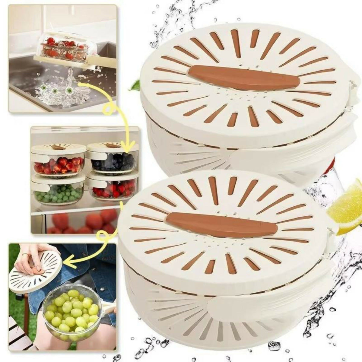 Multi-Functional Vegetable & Fruit Cleaning Basket – Folding Drainage & Fresh-Keeping Storage Container