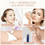 4-in-1 Electric Lady Shaver for Women | Rechargeable Cordless Hair Remover | Bikini Trimmer, Nose & Eyebrow Trimmer | For Face, Legs & Underarms