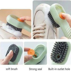 Multifunctional Shoe Brush with Liquid Box, Household Soft Fur Liquid Cleaning Shoe Brush, Long Handle Shoe Brush Press Type Automatic Liquid Shoe Brush