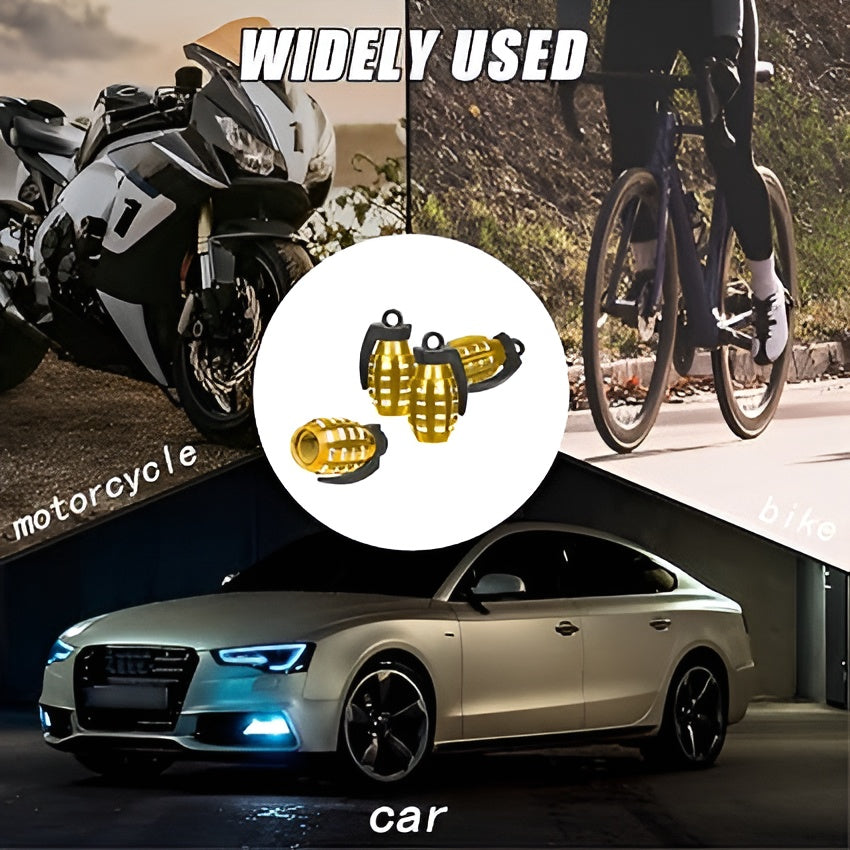 Grenade Tyre Air Valve Nozzle Caps for Car and Bikes - Pack of 2