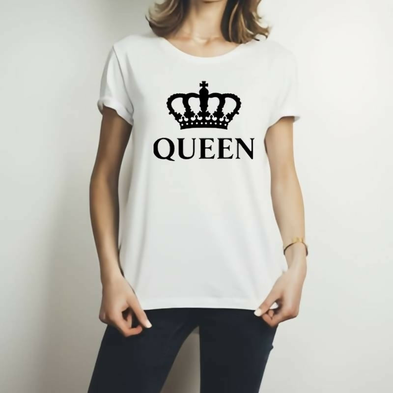 Combo Of King, Queen, Prince & Princes Style White T-Shirt with Cute Design