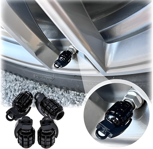 Grenade Tyre Air Valve Nozzle Caps for Car and Bikes - Pack of 2