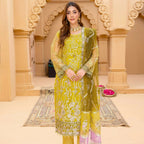 Semi-Stitched Net Embroidered Suit