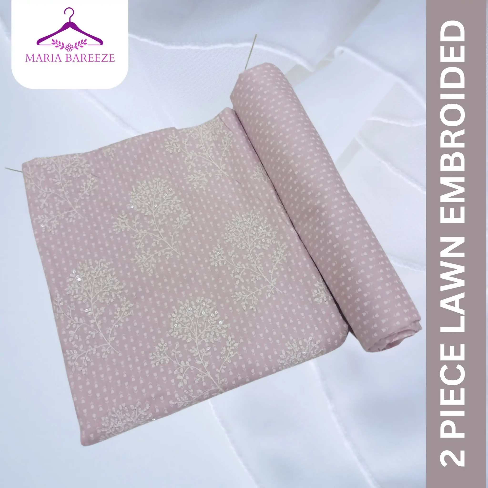 Unstitched Suit, Elegant Lawn with Embroidered Front & Boti Sleeves