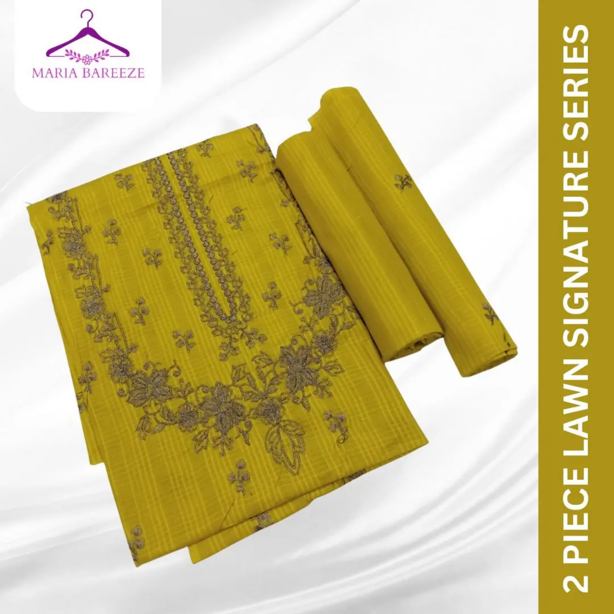 Unstitched Suit, Elegant Lawn with Embroidered Front & Boti Sleeves