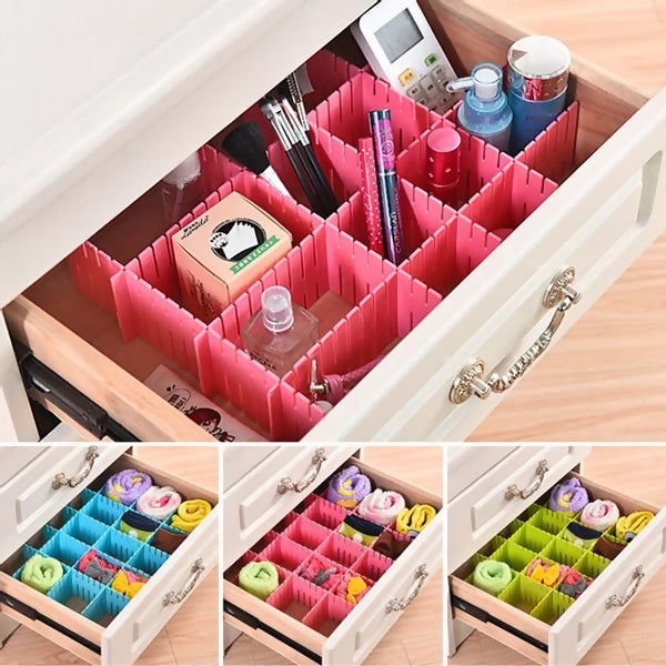 yu350/87Keep your drawers clean, neat, and perfectly organized with this Drawer Organizer Board Storage Box (4 Pieces Set). Designed to help you divide drawers into customized sections, these adjustable clapboard dividers make organizing household essenti