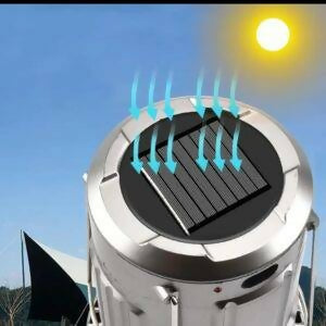 6 in 1 portable outdoor LED camping lantern with fan solar charge rechargeable light