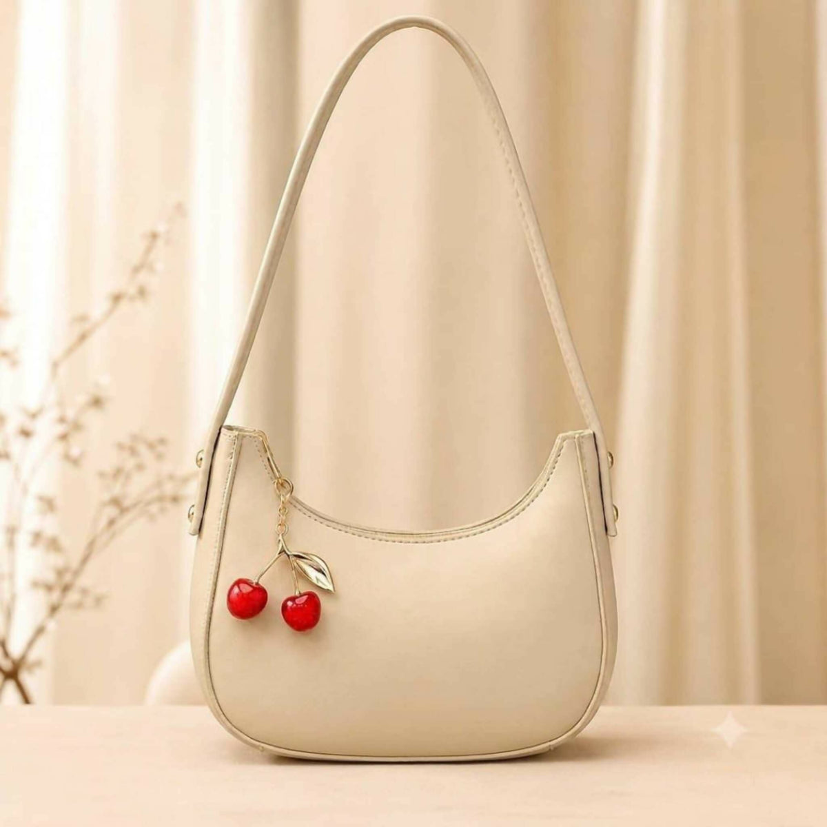 Cherry Charm Shoulder Purse Stylish Compact Durable Fashion Accessory Practical Choice For Daily Use Office College And Casual Outings - Black
