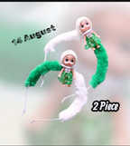 Green Printed Hair Bands For Girls Pack of 2