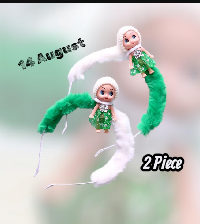 Green Printed Hair Bands For Girls Pack of 2