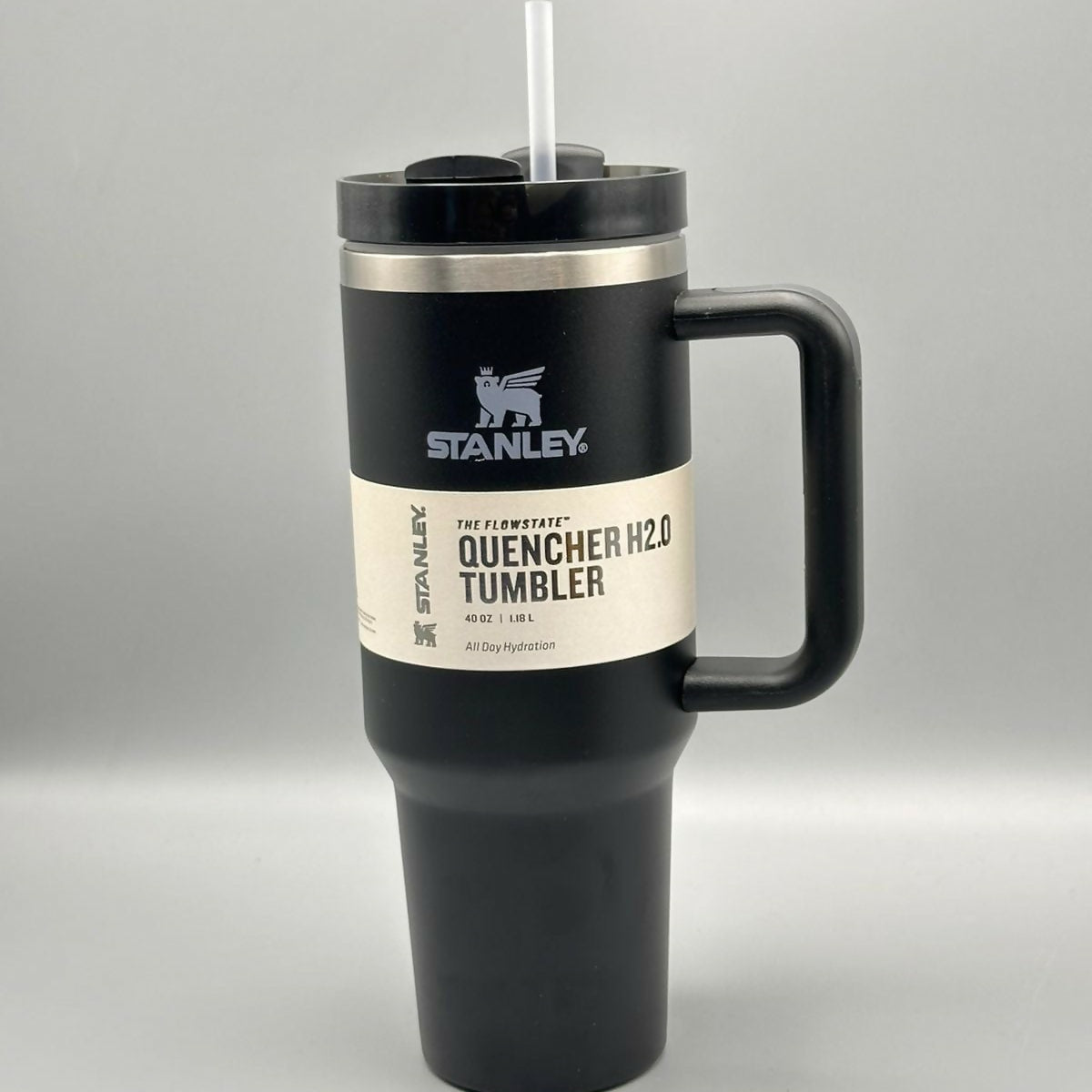 Stanley 40 Oz | (1200ML) Stainless Steel Vacuum Insulated Tumbler With Straw Leak Proof Quencher Cup For Hot And Cold Beverages - With Box | Black