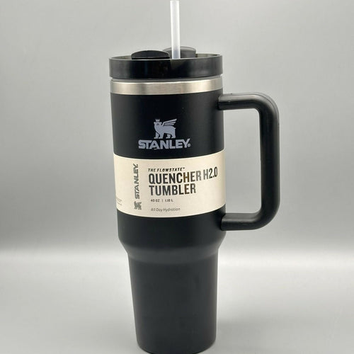 Stanley 40 Oz | (1200ML) Stainless Steel Vacuum Insulated Tumbler With Straw Leak Proof Quencher Cup For Hot And Cold Beverages - With Box | Black