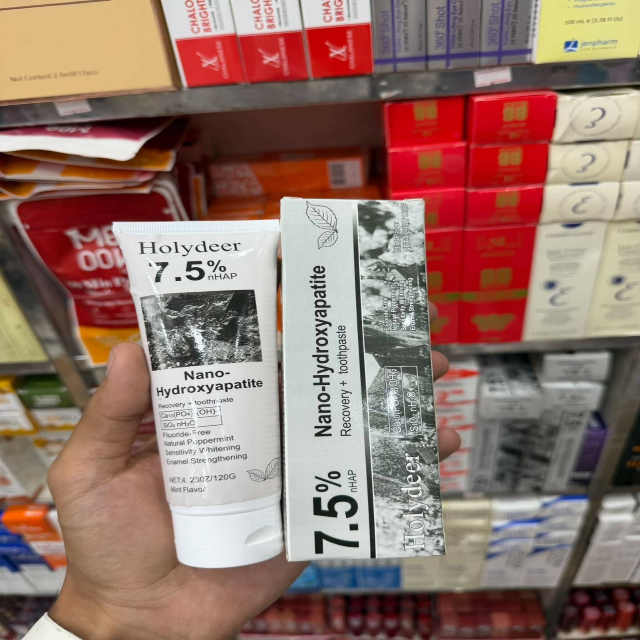 Holydeer 7.5% Nano-Hydroxyapatite Recovery Toothpaste – Fluoride-Free Mint - 120g