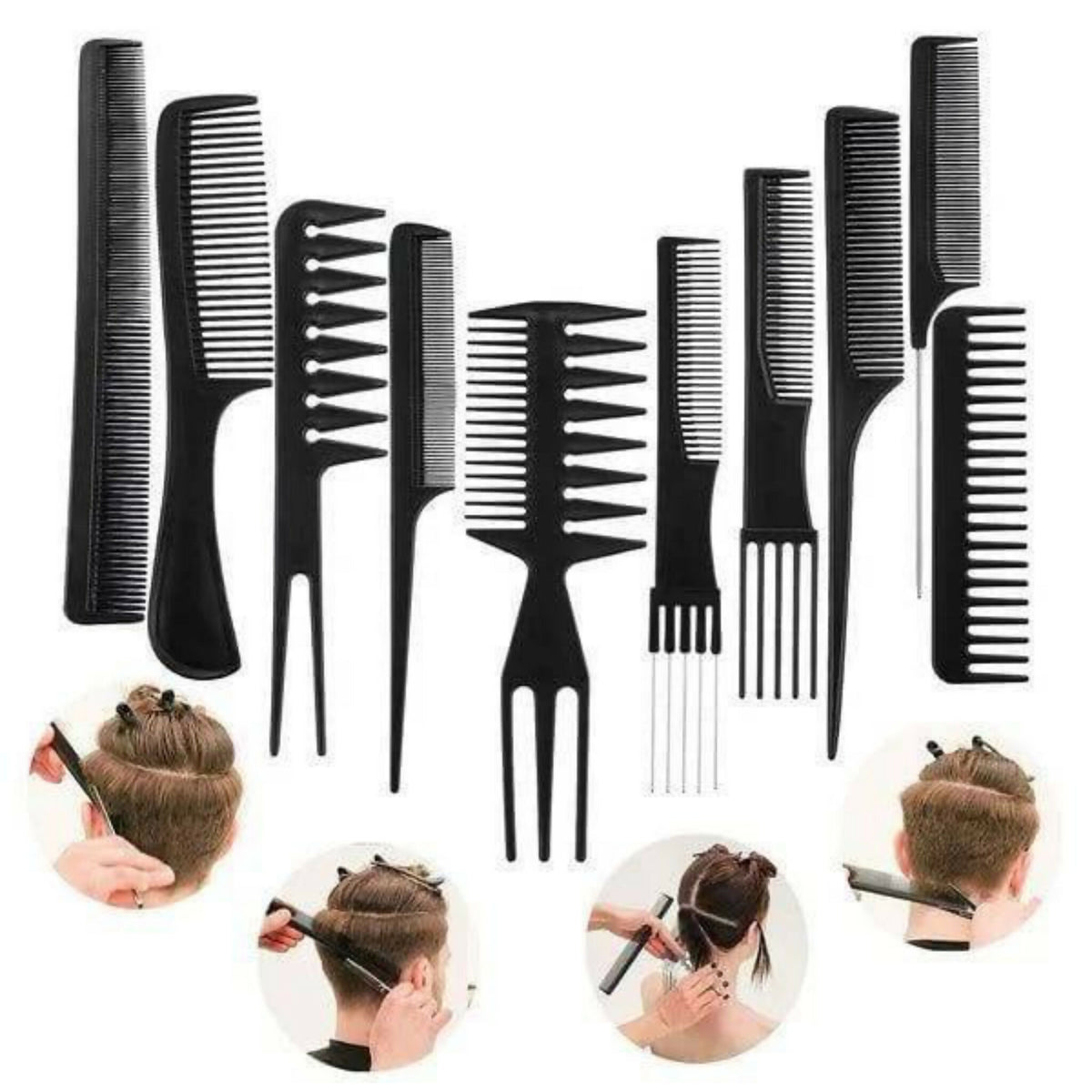 10 Pcs Professional Hair Styling Comb Set | Barber & Salon Hairdressing Combs Kit