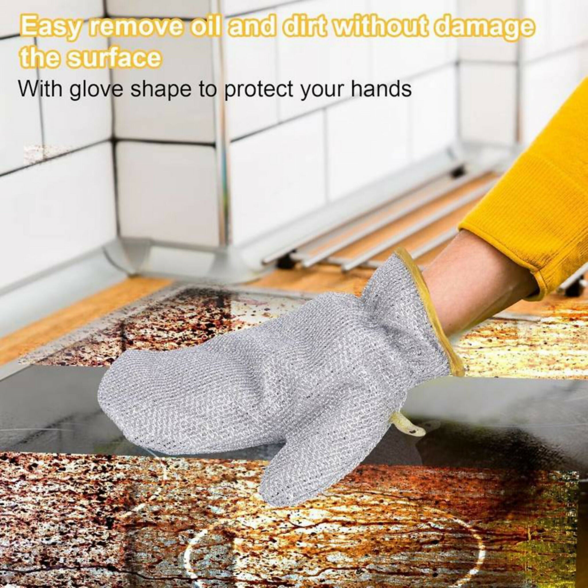 Pack of 1 Heavy-Duty Wire Scrubber Dishwashing Mitt – Heat-Resistant Steel Wire Cleaning Glove for Pots, Pans & Grills