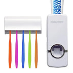 Tooth Paste Dispenser With 5 Brush Holder Wall Mounted Automatic Hands Free Toothpaste Dispenser