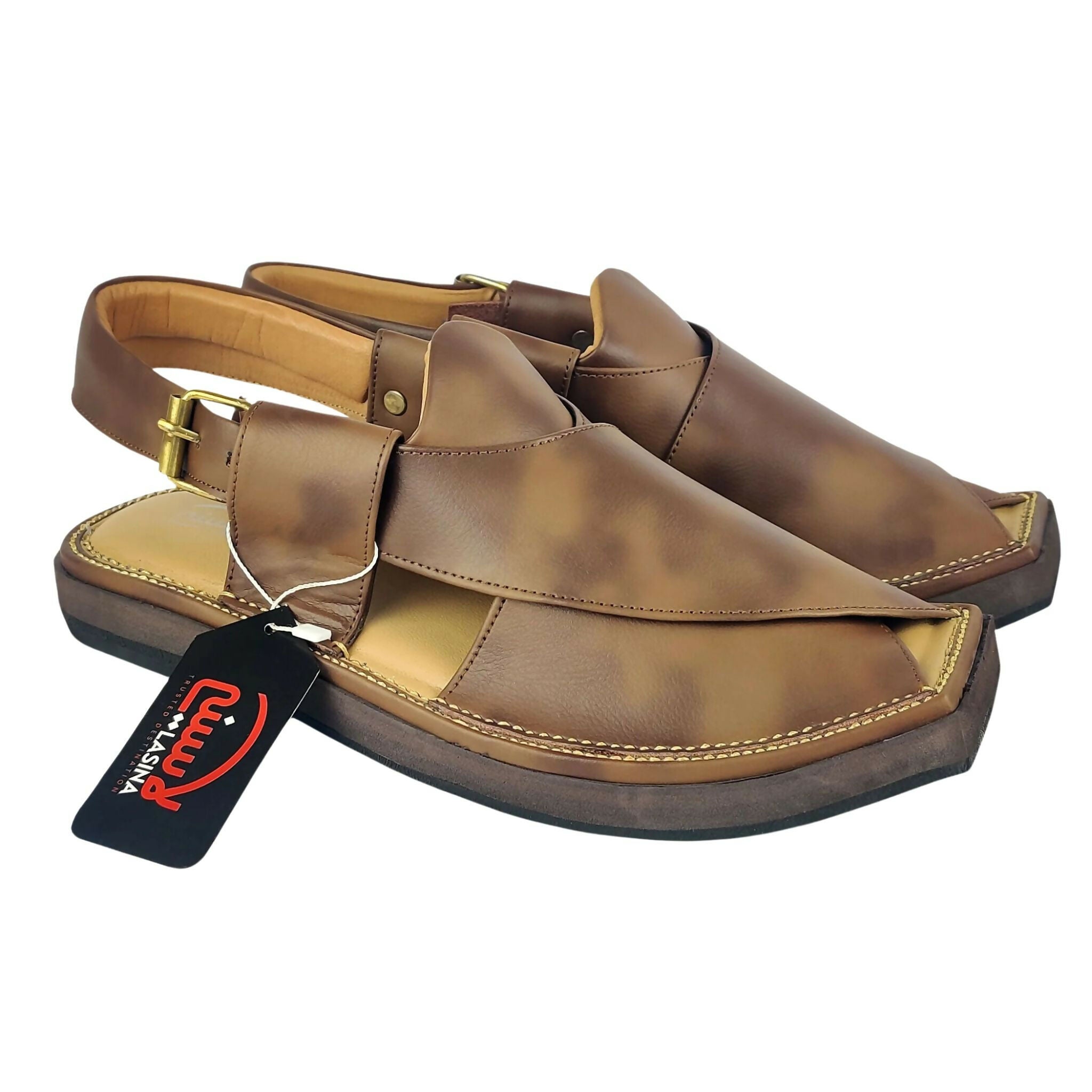 LASINA Kaptaan Brown Shaded Chappal