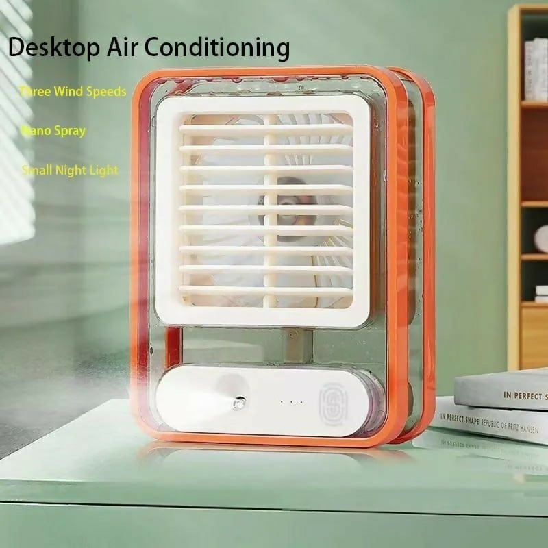 Rechargeable Portable Desktop Air Conditioner USB Mini Air Cooler Fan With Spray Humidifier Purifier | 3 Speed