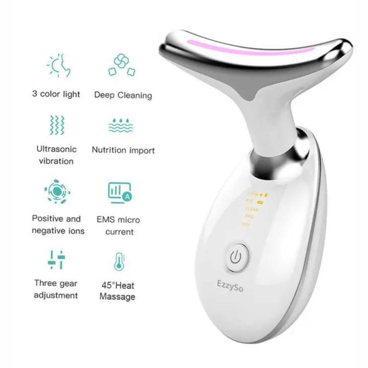 Neck Lifting And Tightening Massager EMS Microcurrent Face And Neck Device With LED Light